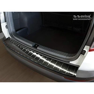 Abbildung von Avisa Schwarz Edelstahl Heckstoßstangenschutz kompatibel mit Skoda Karoq 2017 &#039;Ribs&#039;