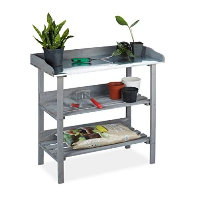 Abbildung von relaxdays Pflanztisch Holz grau, Grau
