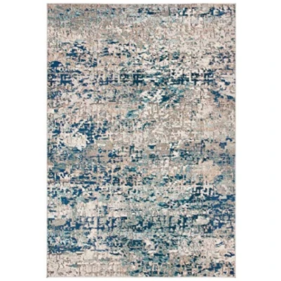 Abbildung von SAFAVIEH Zeitgenössische Teppich für Wohnzimmer, Esszimmer, Schlafzimmer Madison Collection, Kurzer Flor, Grau und Blau, 61 X 91 cm