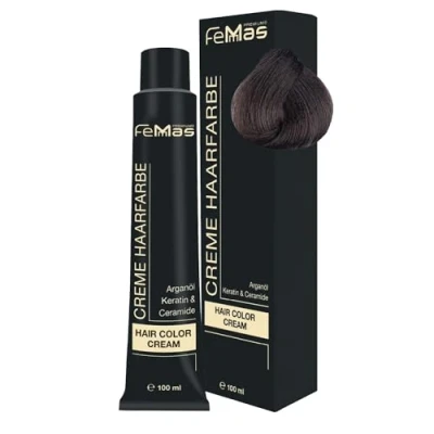 Abbildung von FemMas Haarfarbe Kühles Dunkelblond 6.01 I Professionelle Creme mit Arganöl, Keratin &amp; Ceramiden Als dauerhafte Haarfärbung oder Tönung für strahlende, haltbare Farbergebnisse 100 ml