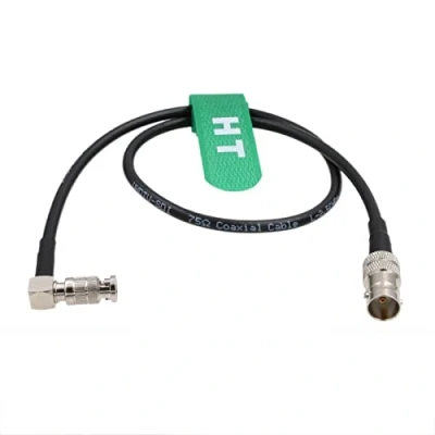 Abbildung von HangTon 6G SDI Videokabel HD Micro BNC auf Buchse Adapter für Blackmagic Video Assist 4K 5&quot; Monitor, rechter Winkel, hohe Dichte 15cm