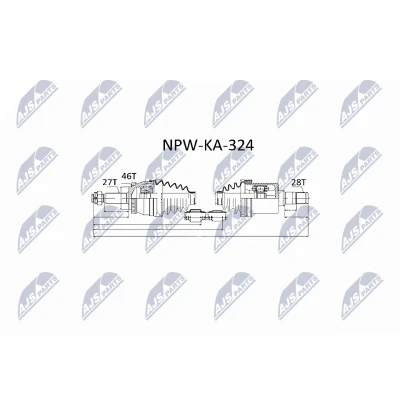 Abbildung von NTY NPW KA 324 Antriebswelle Vorderachse 970 Schaltgetriebe KIA: cee‘d I Kombi, Schrägheck