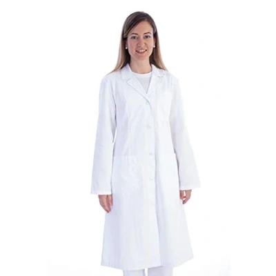 Abbildung von Gima Weisser Arztmantel aus Baumwolle und Polyester, mit Knöpfen, für Damen, Größe S, Ärzte Medizin /Biologiestudenten, Kliniken, Krankenhäuser, Arztpraxen Apotheken.