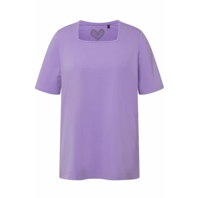 Abbildung von Ulla Popken Carreeausschnitt Halbarm Tshirt basic, Damen, Größe: 42/44, Pale lilac