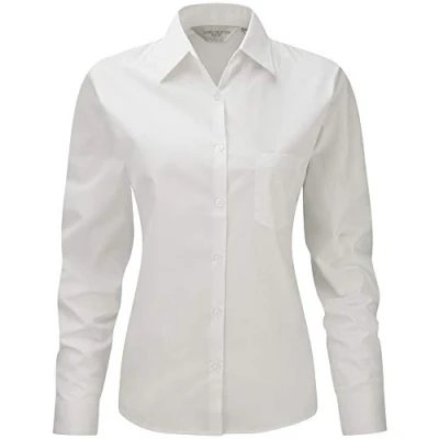 Abbildung von Russell Collection Langärmelige bügelfreie Bluse Damen (Weiß)