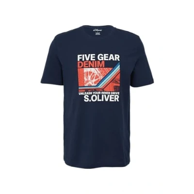 Abbildung von s.Oliver MIT Artwork UND Front Tshirt print, Herren, Größe: Medium, Tiefblau
