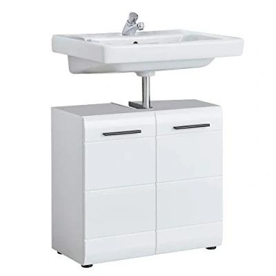 Abbildung von trendteam Waschbeckenunterschrank Badezimmerschrank Unterschrank Badmöbel weiß hochglanz 60x56x31cm