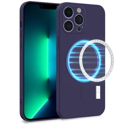 Abbildung von MyGadget Hülle für Apple iPhone 13 Pro [ kompatibel mit MagSafe ] Zweilagige Handyhülle Kameraschutz Cover Innenfutter &amp; Silikon außen Lila