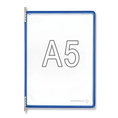 Abbildung von Tarifold Sichttafel A5 blau 10 Stück mit 5 Aufsteckreitern 25mm