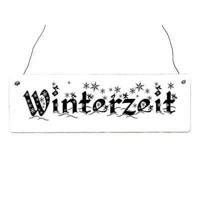 Abbildung von Interluxe Shabby Vintage Schild Türschild Winterzeit Landhaus Chic Holzschild Geschenk Dekoration Winter