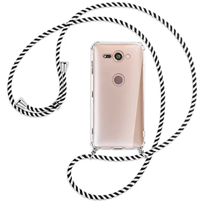 Abbildung von mtb more energy® Handykette kompatibel mit Sony Xperia XZ2 Compact (5.0&#039;&#039;) Black &amp; White Smartphone Hülle zum Umhängen Anti Shock Full TPU Case
