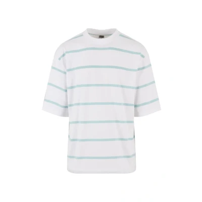 Abbildung von Urban Classics Oversized Sleeve Modern Stripe Tshirt print, Herren, Größe: Large, White oceanblue
