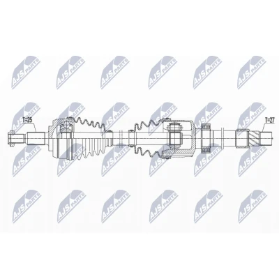 Abbildung von NTY NPW RE 167 Antriebswelle 1. Vorderachse rechts 1005 84 Automatikgetriebe RENAULT: Megane 4 Schrägheck, Grandtour