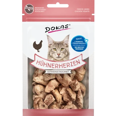 Abbildung von Dokas Hühnerherzen gefriergetrocknet für Katzen 6x 15g Multipack