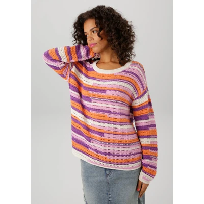 Abbildung von Aniston CASUAL Strickpullover im extravagantem Streifen Dessin NEUE KOLLEKTION