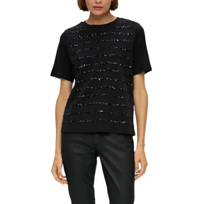 Abbildung von s.Oliver Black Label MIT Pailletten Tshirt print, Damen, Größe: 38, Schwarz