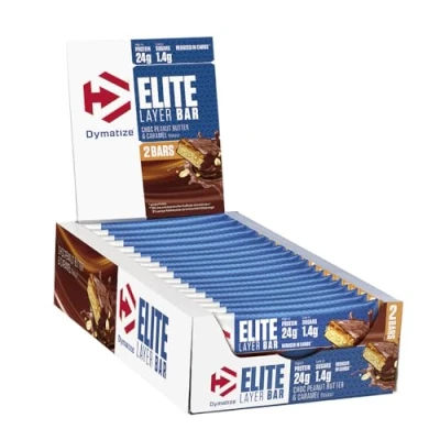 Abbildung von Dymatize Elite Layer Bar Peanut Butter Caramel 18x(2x30g) Protein Riegel