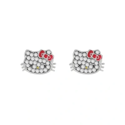 Abbildung von Hello Kitty Mädchen Ohrstecker mit Steinen, Versilbert, Einheitsgröße, Kein Edelstein