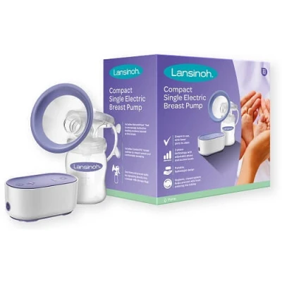 Abbildung von Lansinoh Elektrische Milchpumpe Kompakt besonders klein &amp; leise ideal zum abpumpen für zu Hause und unterwegs Kompatibel mit Powerbank, 1 Stück (1er Pack)