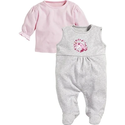 Abbildung von Schnizler Baby Mädchen Strampler set Interlock Einhorn 813071, 37 Grau/Melange, 68
