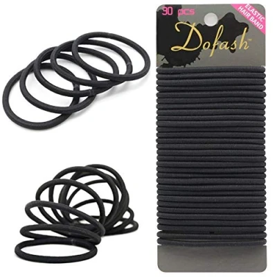 Abbildung von Dofash 30 Stk Haar Elastische Haargummis Pferdeschwanz Halter Haarband Haarbänder Elastisch Stirnband für Dicke Schwere und Lockiges Zubehör Frauen Mädchen Haarfrisuren（Schwarz）