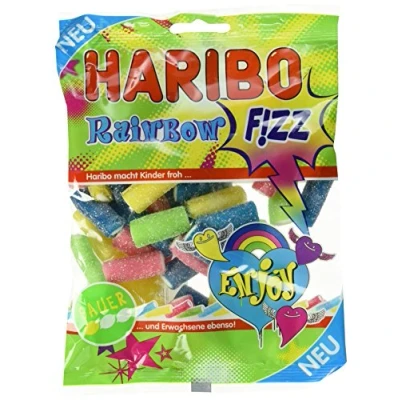 Abbildung von Haribo Rainbow Fizz, Gummibärchen, Weingummi, Fruchtgummi, Sauer, 175 g