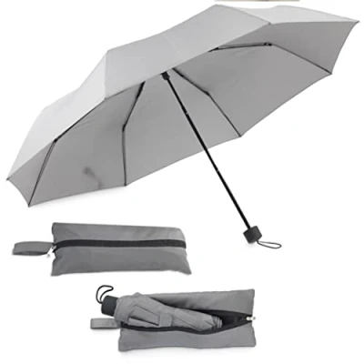Abbildung von Maximex 2 in 1 Taschenschirm mit Tasche, platzsparender integrierter Einkaufstasche, schnell trocknender Henkel &amp; geringem Eigengewicht, 40 x40 m