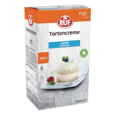Abbildung von RUF Torten Creme Vanille, für eine luftig lockere nur Milch hinzufügen, zur Garnitur von und Cupcakes, vielseitig einsetzbar, Großpackung, 1x1000g