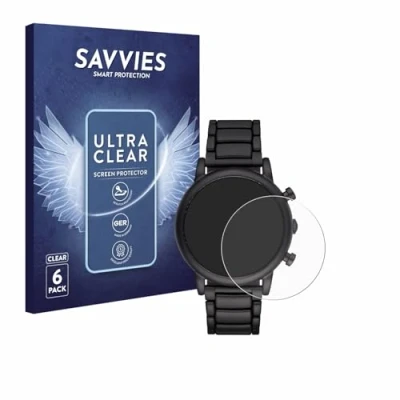 Abbildung von Savvies 6 Stück Schutzfolie für Emporio Armani Chronograph AR1895 Displayschutz Folie Ultra Transparent