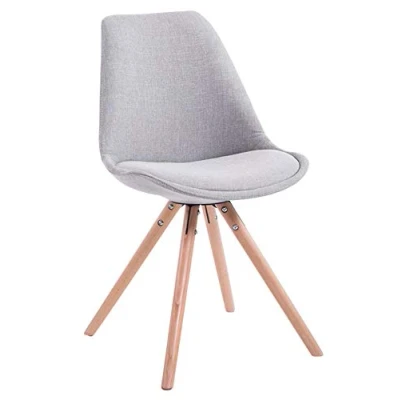 Abbildung von CLP Retro Stuhl Toulouse Rund Mit Stoffbezug Und Hochwertigem Sitzpolster I Lehnstuhl Stabilem Holzgestell Sitzhöhe 48 cm, Farbe:grau, Gestell Farbe:Natur