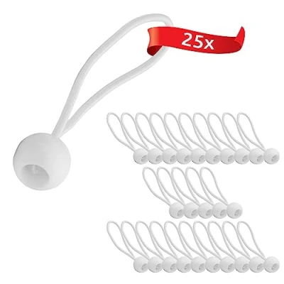 Abbildung von ECENCE 25x Spanngummi, Planenspanner Set, Expanderschlingen mit Kunststoff Kugel, Zeltgummis für Planen, Pavillons, Zelte, Starke Spannkraft Weiss