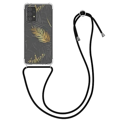 Abbildung von kwmobile Necklace Case kompatibel mit Samsung Galaxy A52 / 5G A52s Hülle Silikon Cover Handykette Gelb Grau Transparent Dschungel