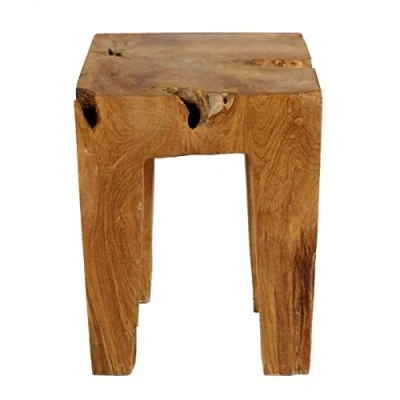 Abbildung von wohnfreuden Teakholz Hocker braun Vier Beine 40 cm Badezimmer Holz Sitz 30 Durchmesser