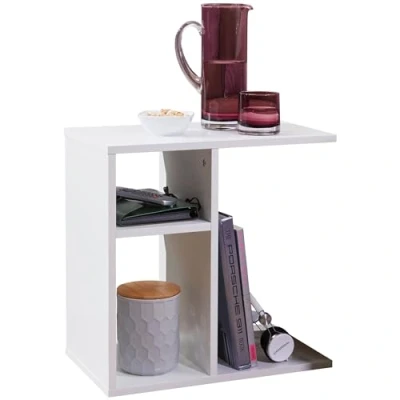 Abbildung von Wohnling Beistelltisch 50x50x30 cm Holz Weiß Design Anstelltisch Sofa, Couchtisch klein modern, Kleiner Wohnzimmertisch eckig, Sofatisch Ablagetisch hoch, Schmaler Tisch Wohnzimmer