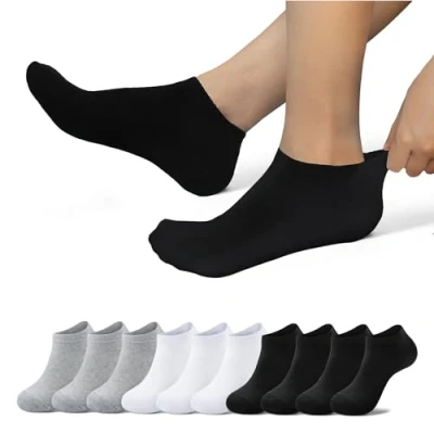 Abbildung von EKSHER Sneaker Socken Damen 35 38 Baumwolle Weiß Herren Schwarz 10 Paar Sportsocken Grau Sneakersocken Laufsocken Tennissocken Kurzsocken Anti Schweiß Atmungsaktive Running Socks