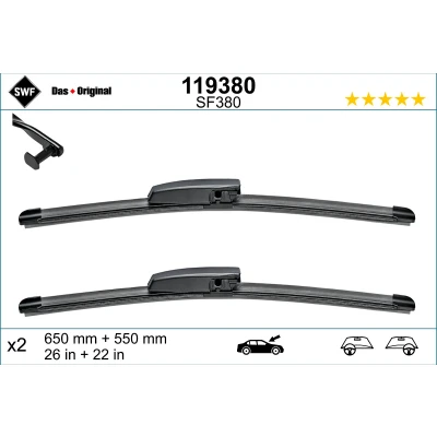 Abbildung von Scheibenwischer Swf Visioflex 119380 vorne Rahmenlos RENAULT: SCENIC 2, GRAND 2