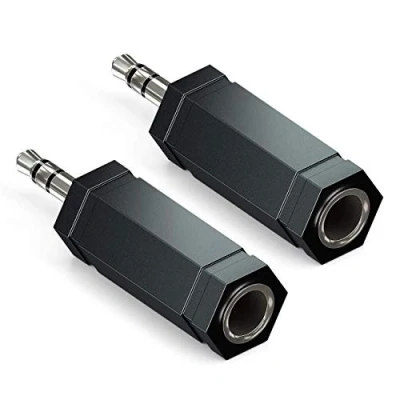 Abbildung von deleyCON 2 Stück Stereo Audio Klinke Adapter 3,5mm Stecker auf 6,3mm Buchse HiFi Klinken Wandler Receiver Heimkino Kopfhörer