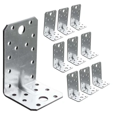 Abbildung von OMIDEAS 10 x Winkelverbinder mit Sicke (90 50 55 2) Lochwinkel Bauwinkel Holzverbinder Schwerlast Verbinder Winkel, Silber Verzinkt