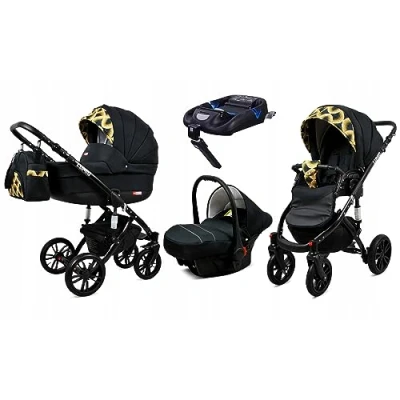 Abbildung von BabyLux® Kinderwagen Set 4 in 1 Lumio incl. Babywanne, Buggy Sportsitz, Auto Babyschale, ISOFIX Basisstation Autositz Kinderwagenset Kombikinderwagen mit Wickeltasche usw.