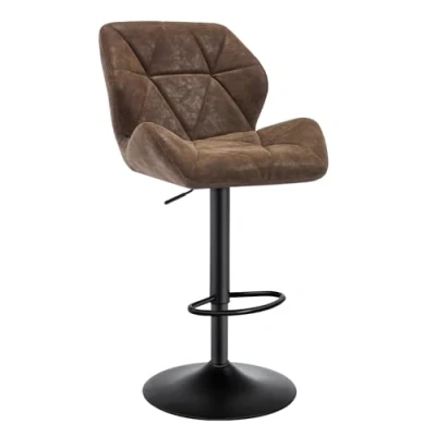 Abbildung von WOLTU Barhocker 1er Set Barstuhl Tresenhocker Bistrohocker Designer Hocker mit Rückenlehne, höhenverstellbar, drehbar, Kunstleder Stahl, Dunkelbraun, BH287dbr 1