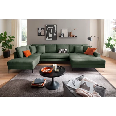 Abbildung von Trends by HG Wohnlandschaft &quot;SUMMER U Form&quot;, in Cord Stoff mit Metallfuß