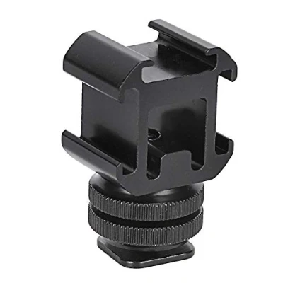 Abbildung von DREI Hot Cold Shoe Mount Adapter, 1/4 &#039;&#039; Dual Layer Camera Mikrofon Flash Halter für Verschiedene Kameras und Camcorder