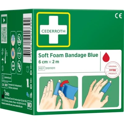 Abbildung von CEDERROTH Soft Foam Bandage Rolle Farbe blau Länge 200 cm Breite 6