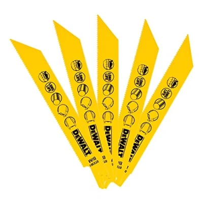 Abbildung von DeWALT DT2361 QZ, Stichsägeblatt, Hartstahl (HCS), Gelb, 15,2 cm, 1,8 mm, 5 Stück(e)