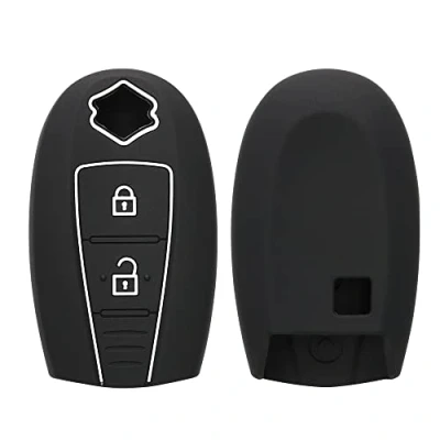 Abbildung von kwmobile Autoschlüssel Silikon Hülle kompatibel mit Suzuki Sport 2 Tasten Keyless Go Schlüsselhülle in Schwarz Weiß