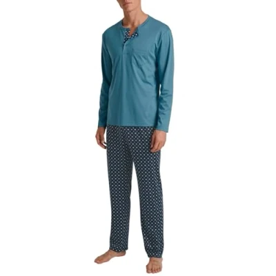 Abbildung von Calida Choice LANG Nachtwäsche Set, Herren, Größe: Small, Storm blue