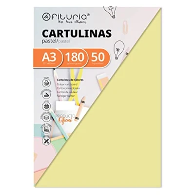 Abbildung von OFITURIA FAB 16559 Pack 50 Cartulinas Color Crema Tamaño A3 180g