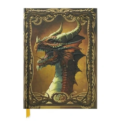 Abbildung von Premium Skizzenbuch: Kerem Beyit, Roter Drache: Unser hochwertiges Blankbook mit festem, künstlerisch geprägtem Einband im Format 28 cm x 21,6
