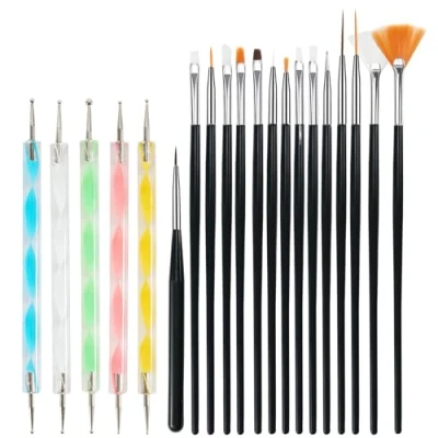 Abbildung von Cheerhom 20 Stück Nagel Pinsel Set mit Dotting Tool,Pinsel für Gelnägel,Nail Art Set,Pinsel Nageldesign