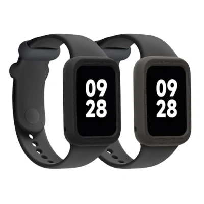 Abbildung von kwmobile 2X Sport Schutzhülle kompatibel mit Xiaomi Mi Band 8 Pro Silikon Hülle Cover ohne Tracker Schwarz Grau